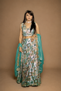 Aqua Mosaic Mirror Lehenga Set