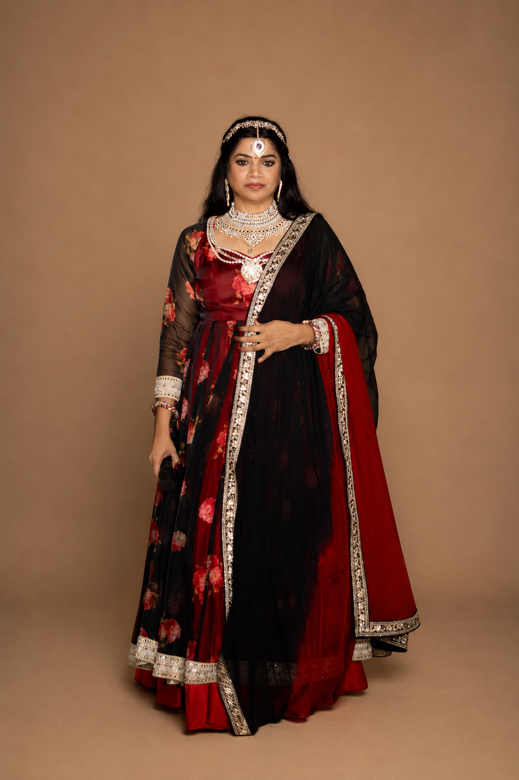 Midnight Rose Anarkali Set