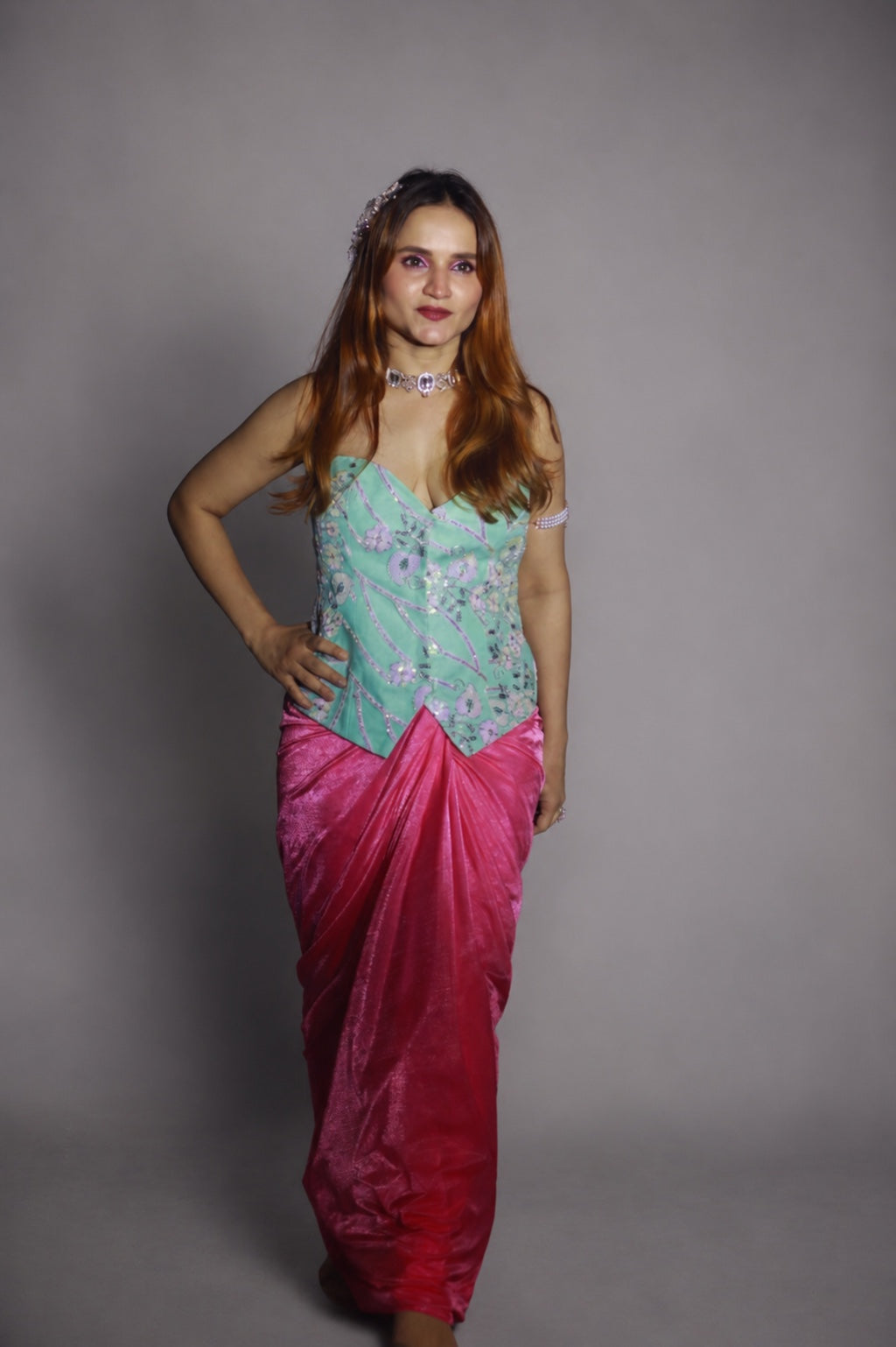 Sorbet Bloom Draped Ensemble