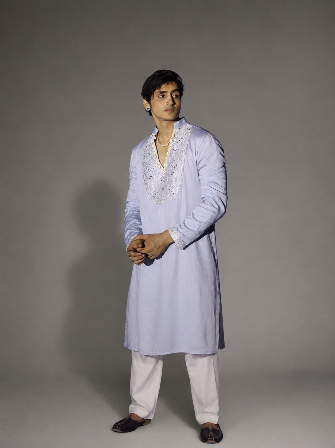 Moonlit Lavender Embroidered Kurta