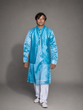 Royal Turquoise Brocade Jacket Set